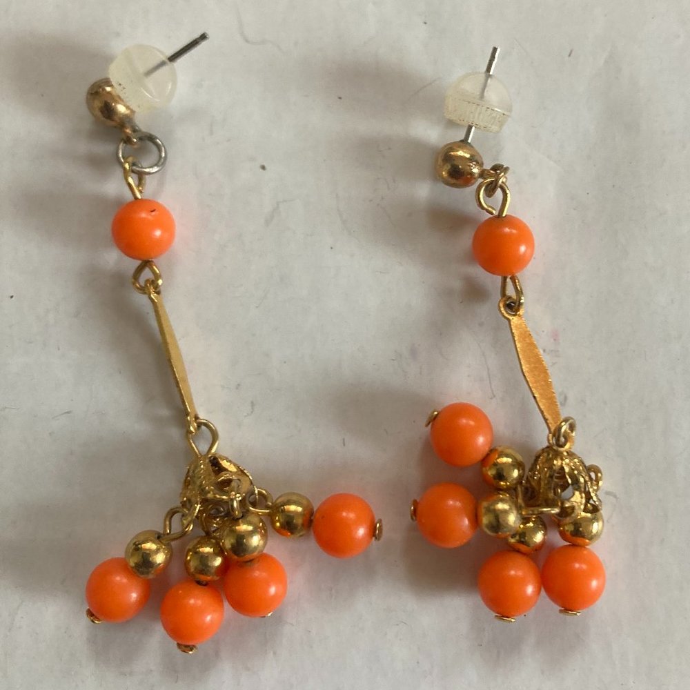 Vintage orange beaded drop earrings
